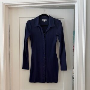 Wild Honey Deep Blue Button-Up Dress